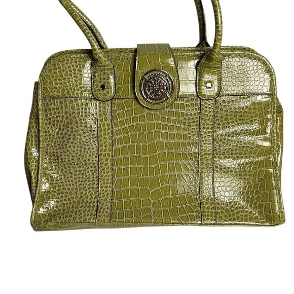 Treviso Green Faux Crocodile Embossed  Laptop Bag - Picture 3 of 15